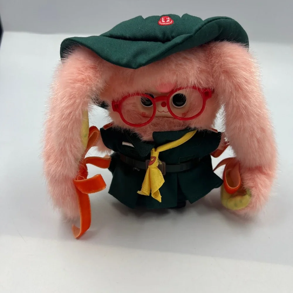 Baby Three Thailand Exclusive Explorer Pink Bunny Plush Keychain Red Glasses